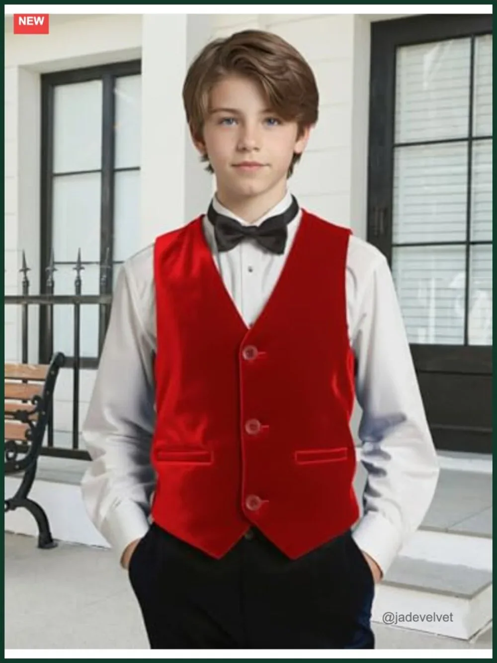 Boys Girls Velvet Suit Vest Formal Dress Waistcoat with Pockets